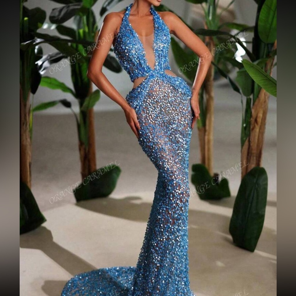 Rhinestone And Sequin Patchwork Backless Sleevele… - image 3